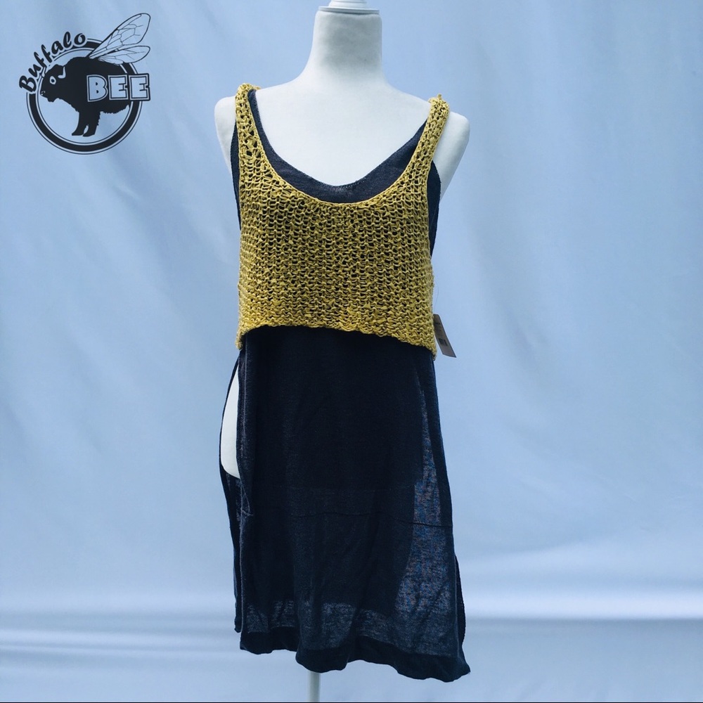 NWT! Free People layered tank top slate comb XS